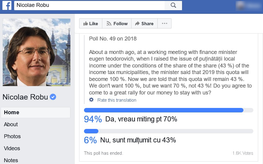 Robu's Facebook poll