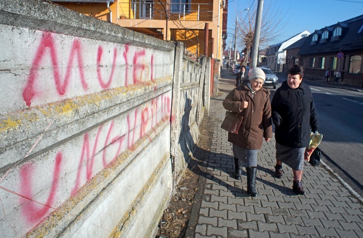 "Suck Hungarians" Signs